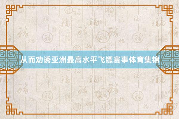从而劝诱亚洲最高水平飞镖赛事体育集锦