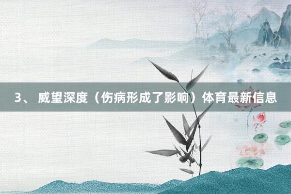 3、 威望深度（伤病形成了影响）体育最新信息